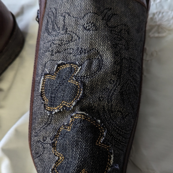 Replay sz40 (size 9)  zipper dragon embroidered canvas zipper riding boots VGUC - Picture 3 of 9